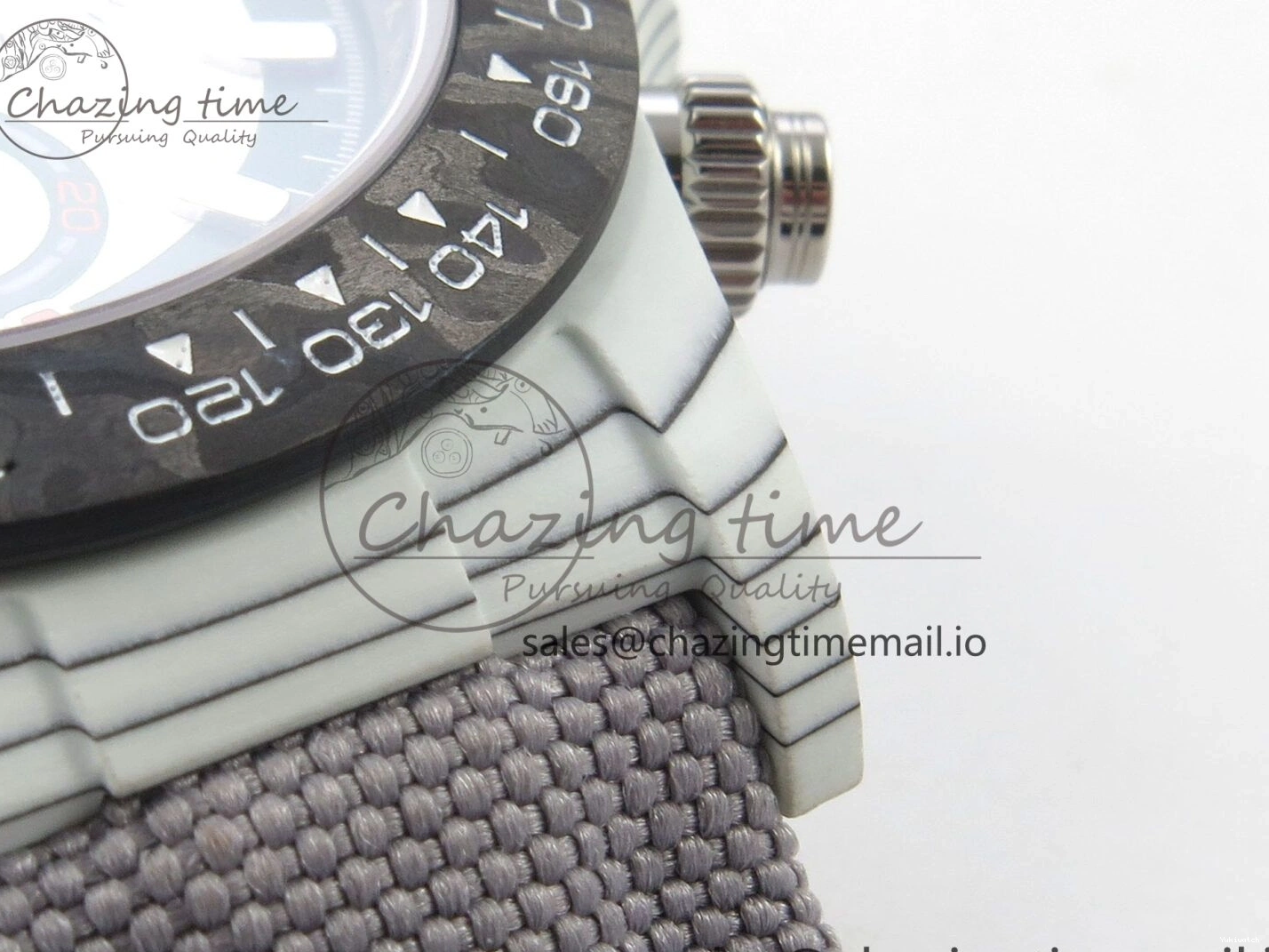 Grey Carbon Edition DIW on and White A7750 Nylon Case Daytona Strap Dial Bezel Green DIWF 0403